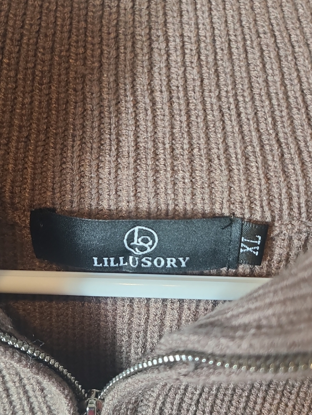 LILLUSORY Quarter Zip Striped Oversized Collar Pullover Sweater Knit XL - Picture 3 of 4